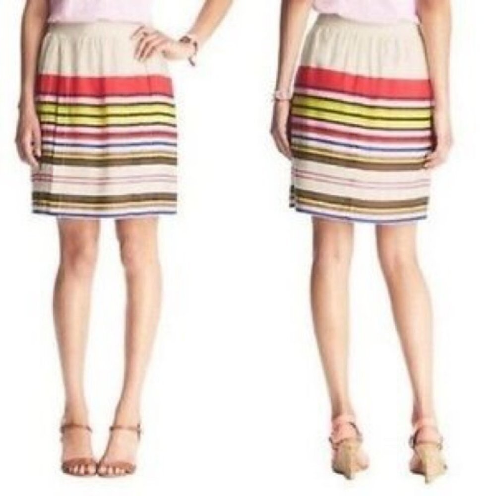 Ann Taylor Loft Aloha Striped Pleated Full Skirt